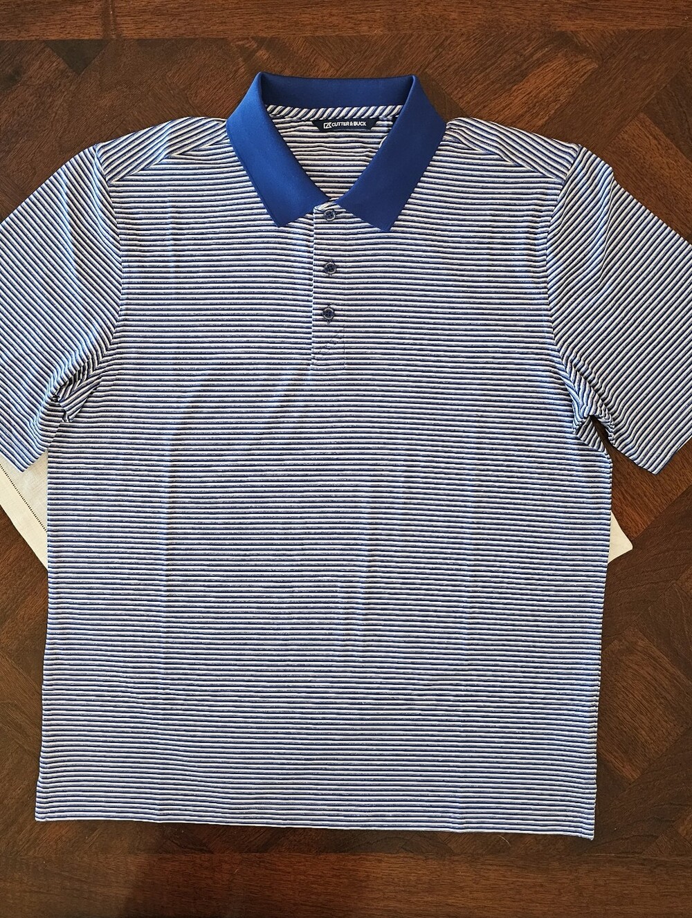 Cutter & Buck Men's Forge Tonal Stripe Polo Shirt Size L Tour Blue NWT